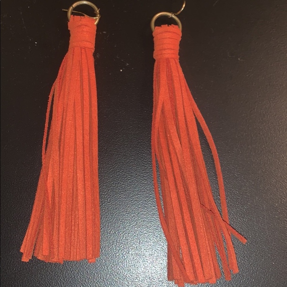 Burnt orange tassel earrings